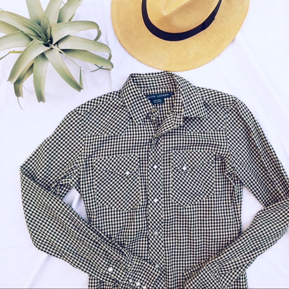 RALPH LAUREN Gingham Checked Button Down Flannel